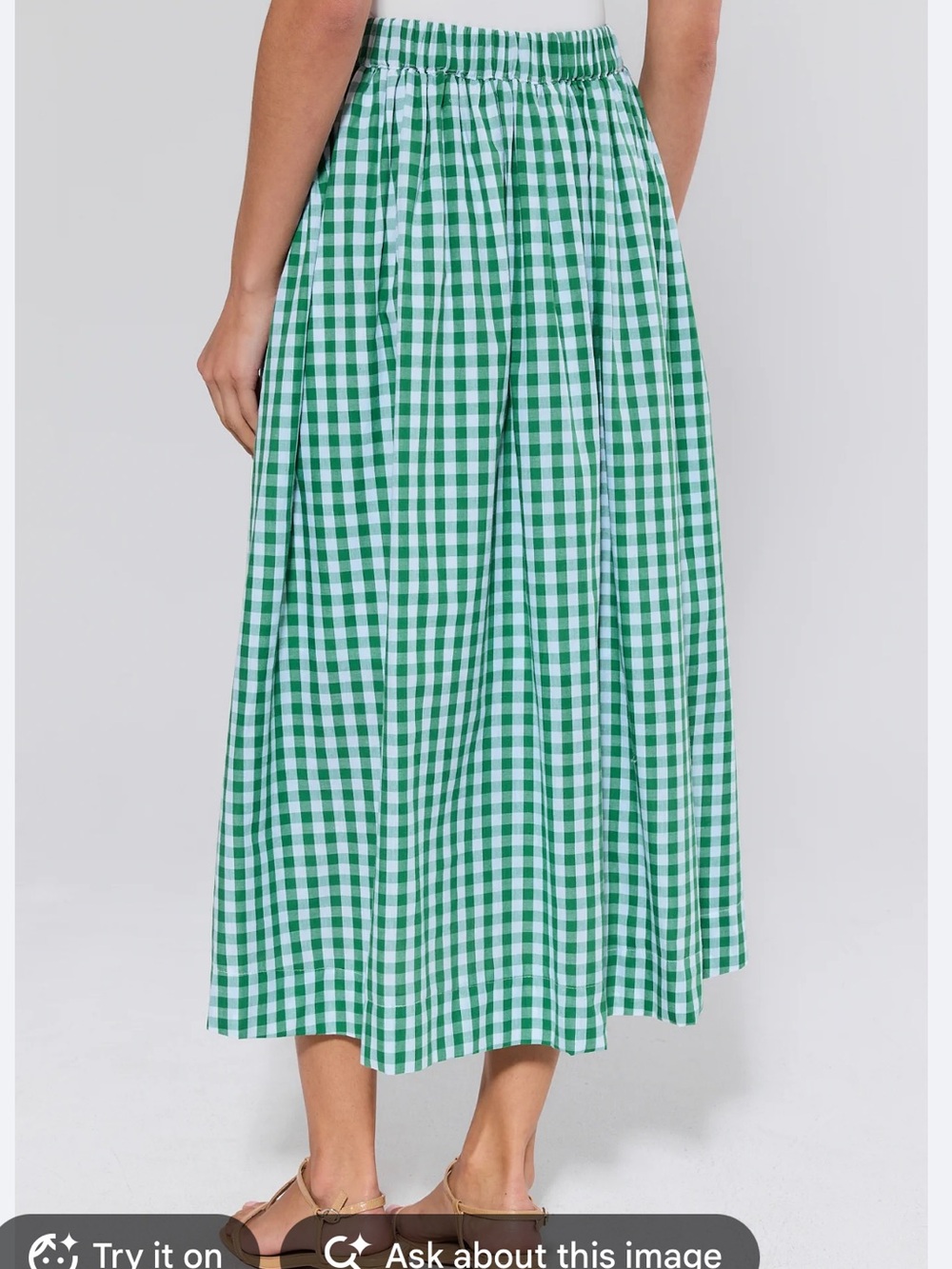 a new day Green Gingham Elastic-Waist Maxi Skirt